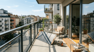 Renter-friendly portable solar panel setup on an apartment balcony